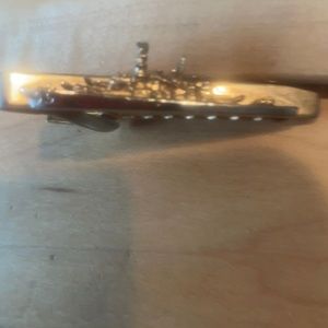 Gold Toned “Battleship” Tie Clasp